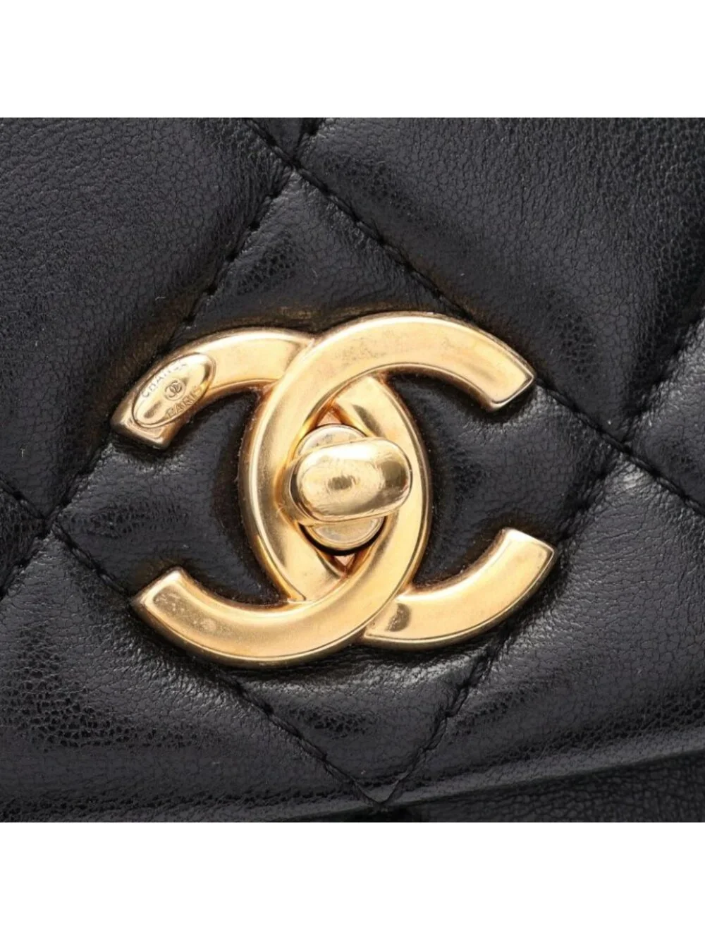 Chanel Shoulder Bag Quilted Black Lambskin 2-Way Chain